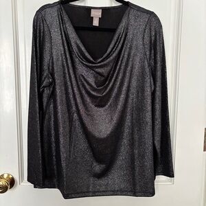 Chico's Metallic Cowl Neck Top